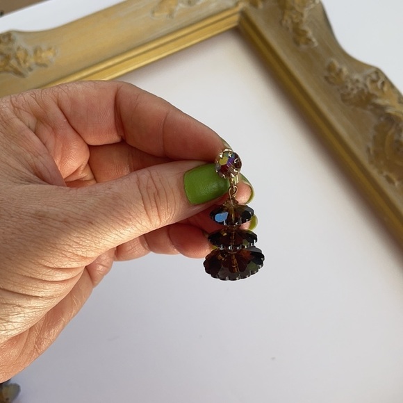 Flying Saucers AB Crystals Glass Disc Earrings - Picture 3 of 16